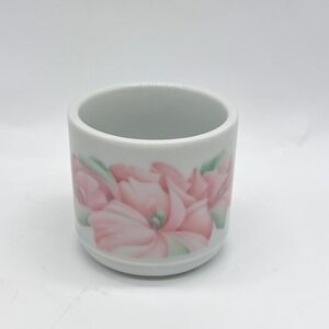 Vintage Anais Anais Cacharel Cup White Pink Floral Japan Ceramic Accessory Jar